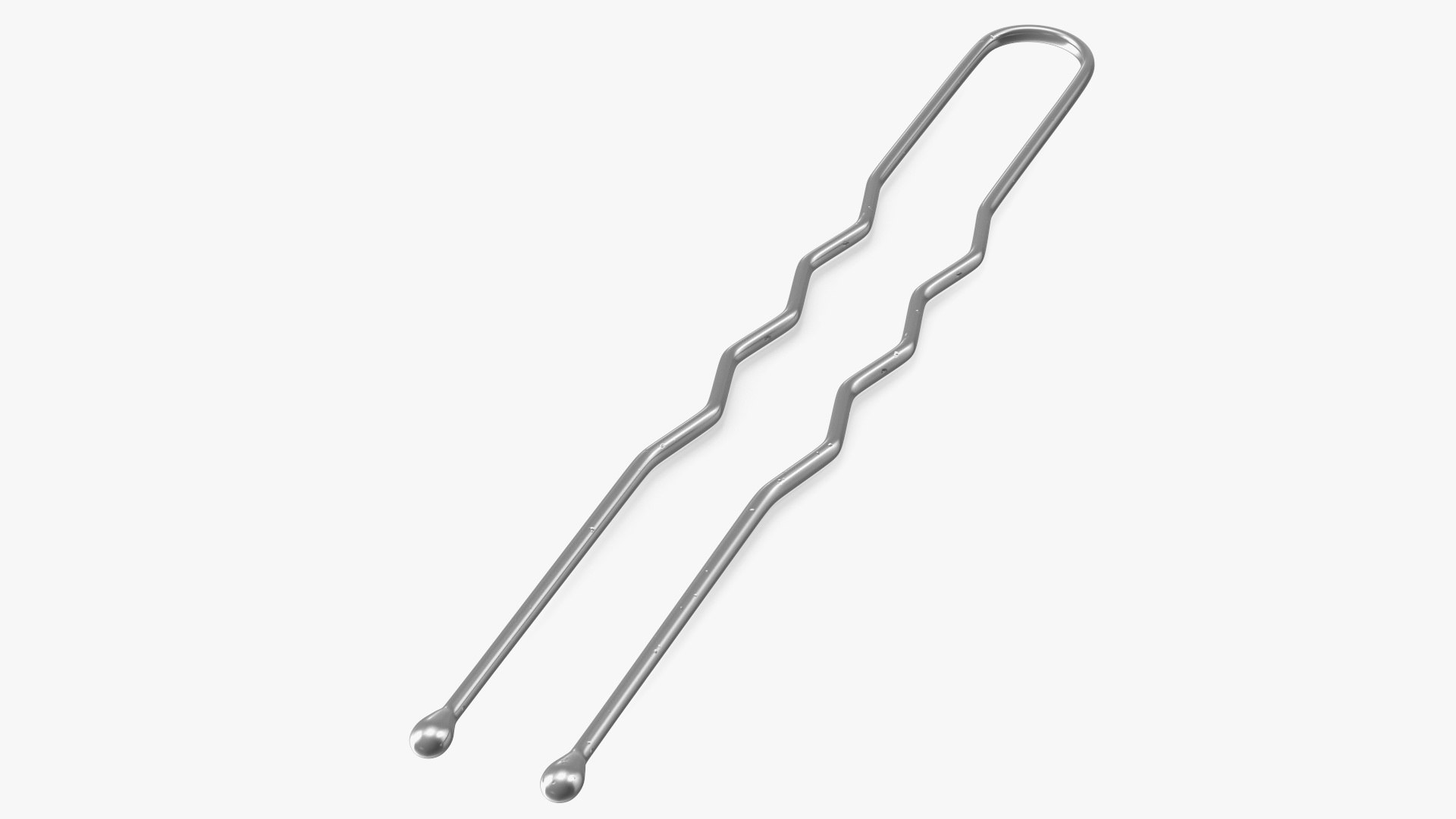 U Shaped Hairpin Silver 3D model preview