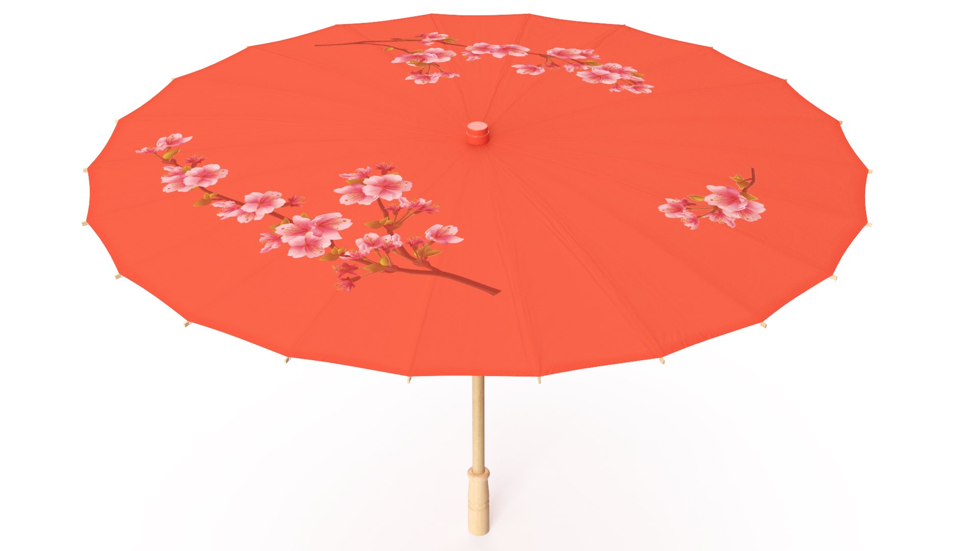 Chinese Umbrella Red Open 3D model preview