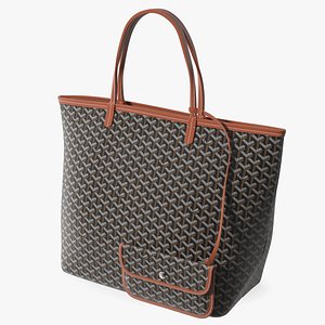 3D Goyard St Louis Handbag Black with Pouch model