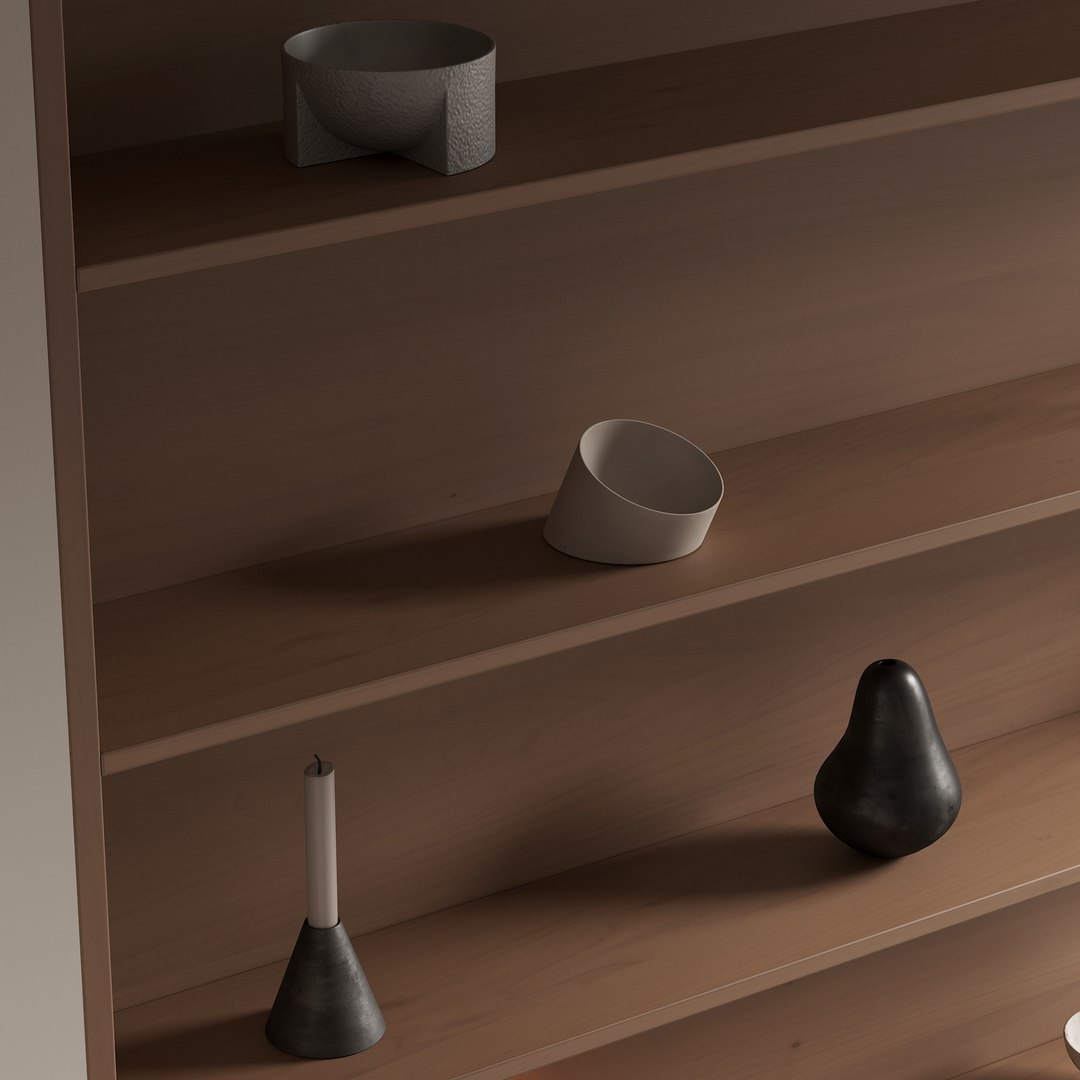 094 Built In Wall Rack Shelves 01 Wood And Minimal 00 Model ...