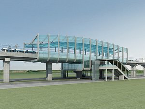 3D Light Rail Station 01 model