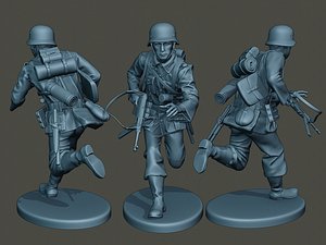 3D german soldier ww2 running