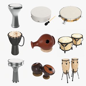 Various PBR drums 3D model
