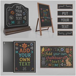 3D Academic Chalkboard Solutions Set - Customizable Chalkboards model