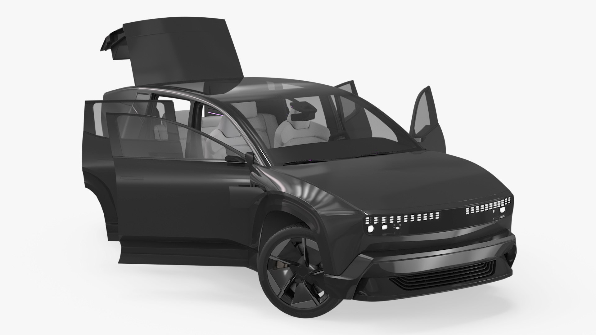 Modern Futuristic EV SUV Black Rigged 3D model preview