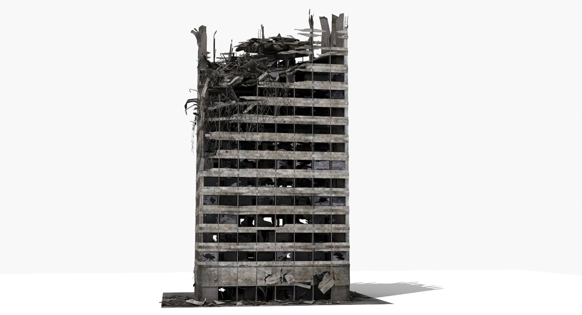 3d Destroyed Ruined Building Model