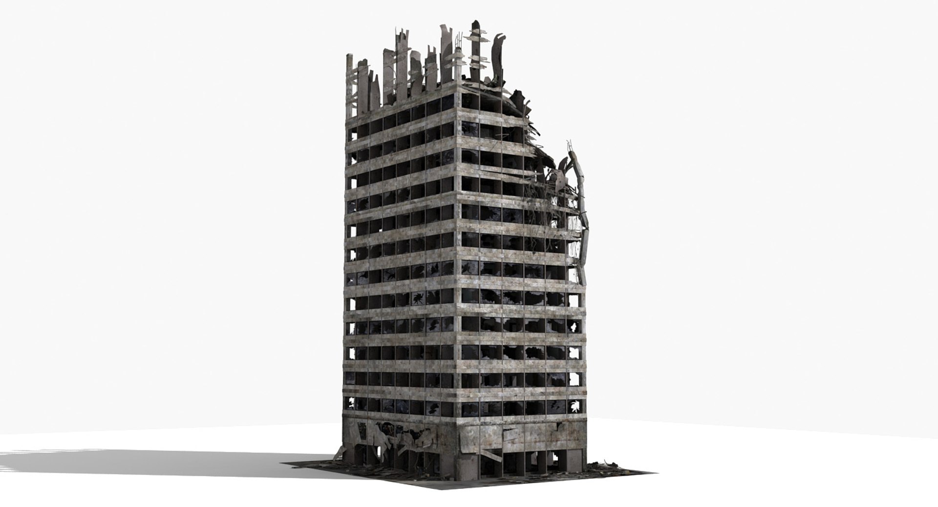 3d Destroyed Ruined Building Model