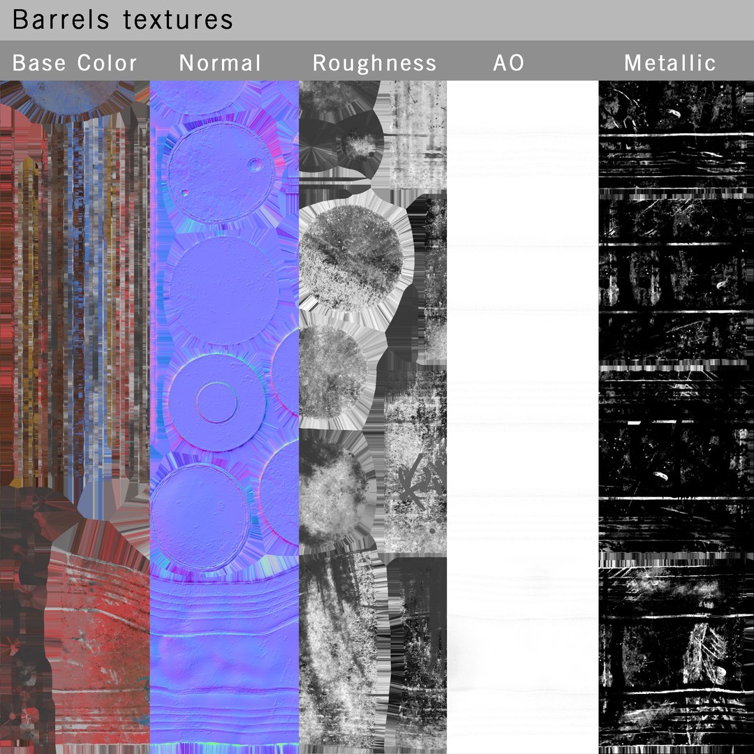 3D model barrels set contains https://p.turbosquid.com/ts-thumb/cV/V0Ac85/5wipPGZe/barrels_textures/jpg/1586517207/1920x1080/fit_q87/2063fe3937892f8898305718c6e75a5a2a45c12e/barrels_textures.jpg