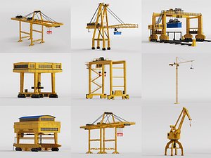 Industrial Port Crane Gantry Machinery Construction Pack PBR