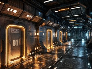 MODULAR Futuristic Sci-fi Corridor in Space Station