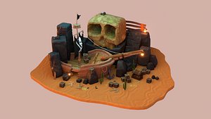 Lost pirate treasure diorama blender render 3D model