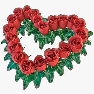 heart shaped wreath roses 3d model