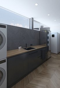 Boiler room with toilet 3D model