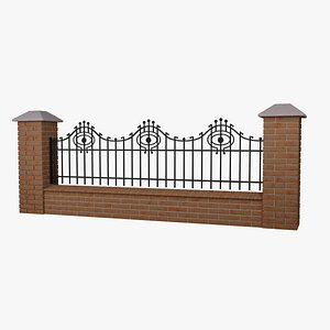 Decorative wrought iron fence 3D model
