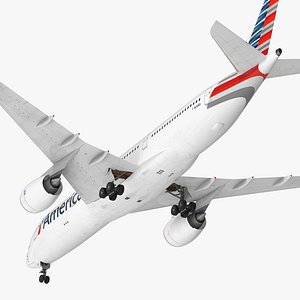 Airbus A350-900 American Airlines Rigged 3D Model