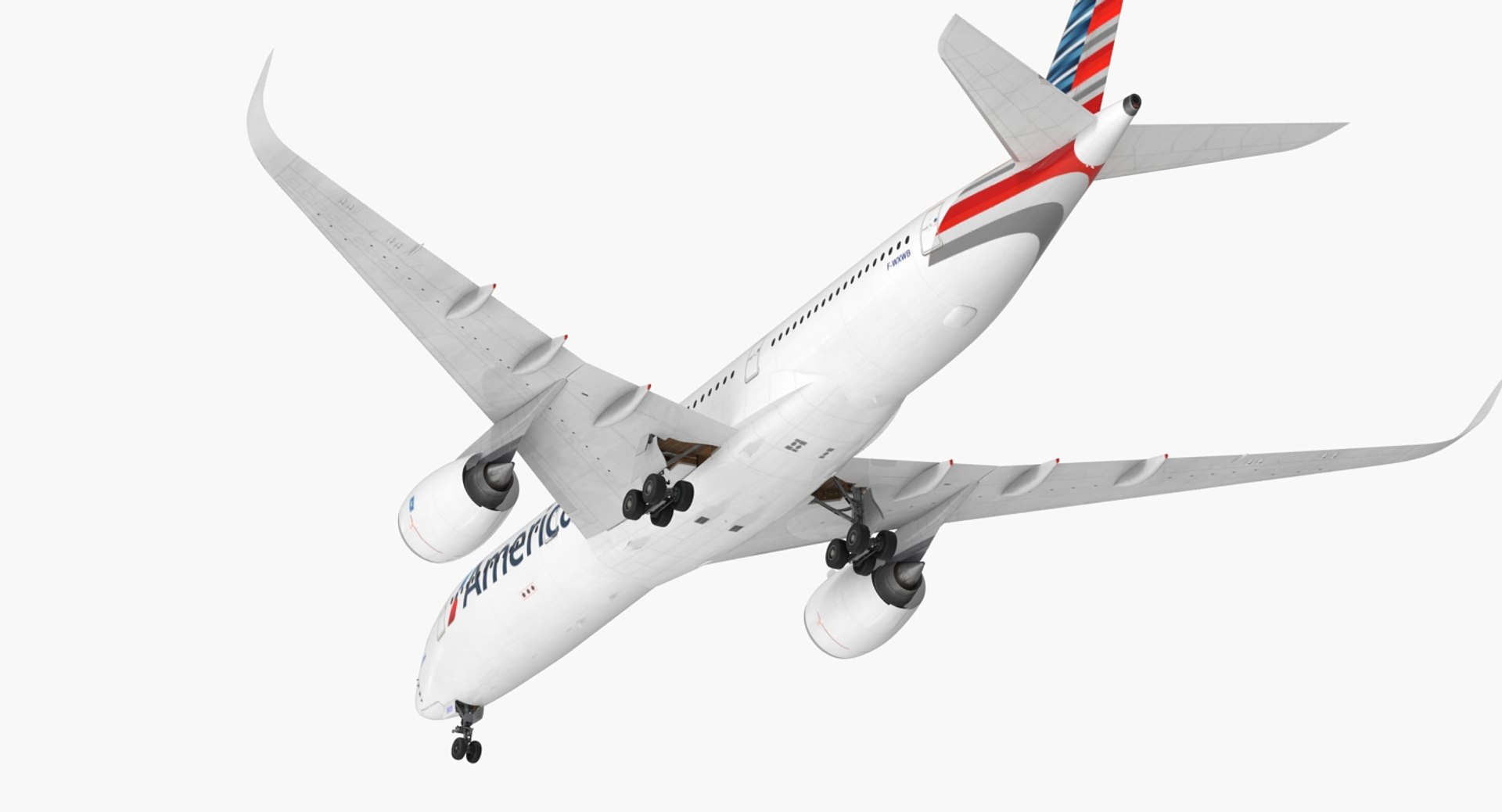 Airbus A350-900 American Airlines Rigged 3D Model 3D model preview