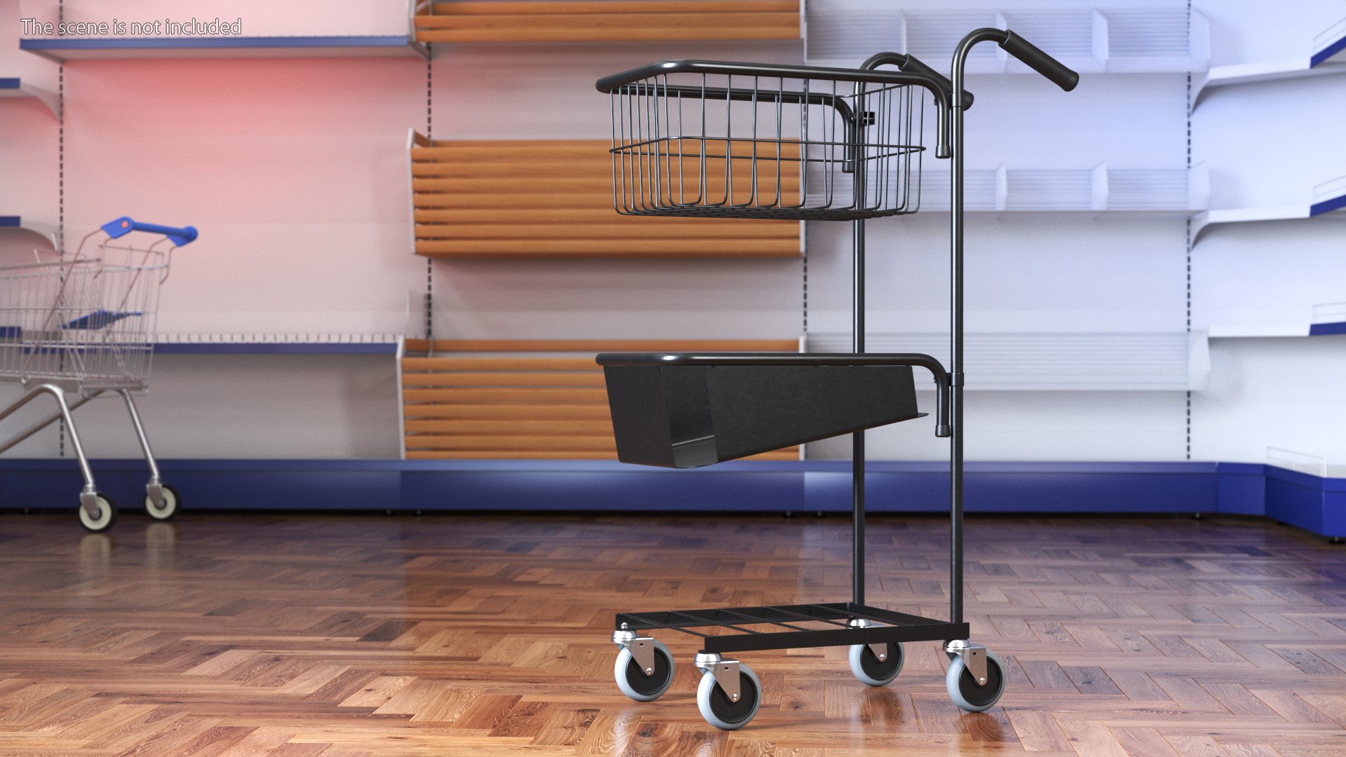 3D Model Black Mini Trolley With Basket And File Shelf - TurboSquid 1970867