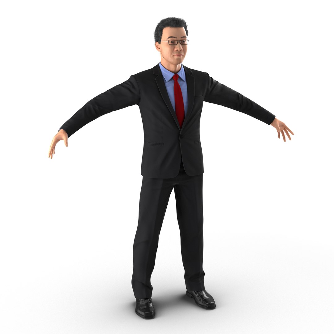 Asian Businessman with Hair 3D Model 3D model preview
