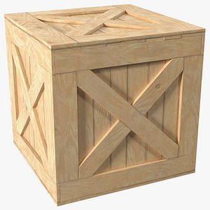 3D Open Wooden Shipping Box