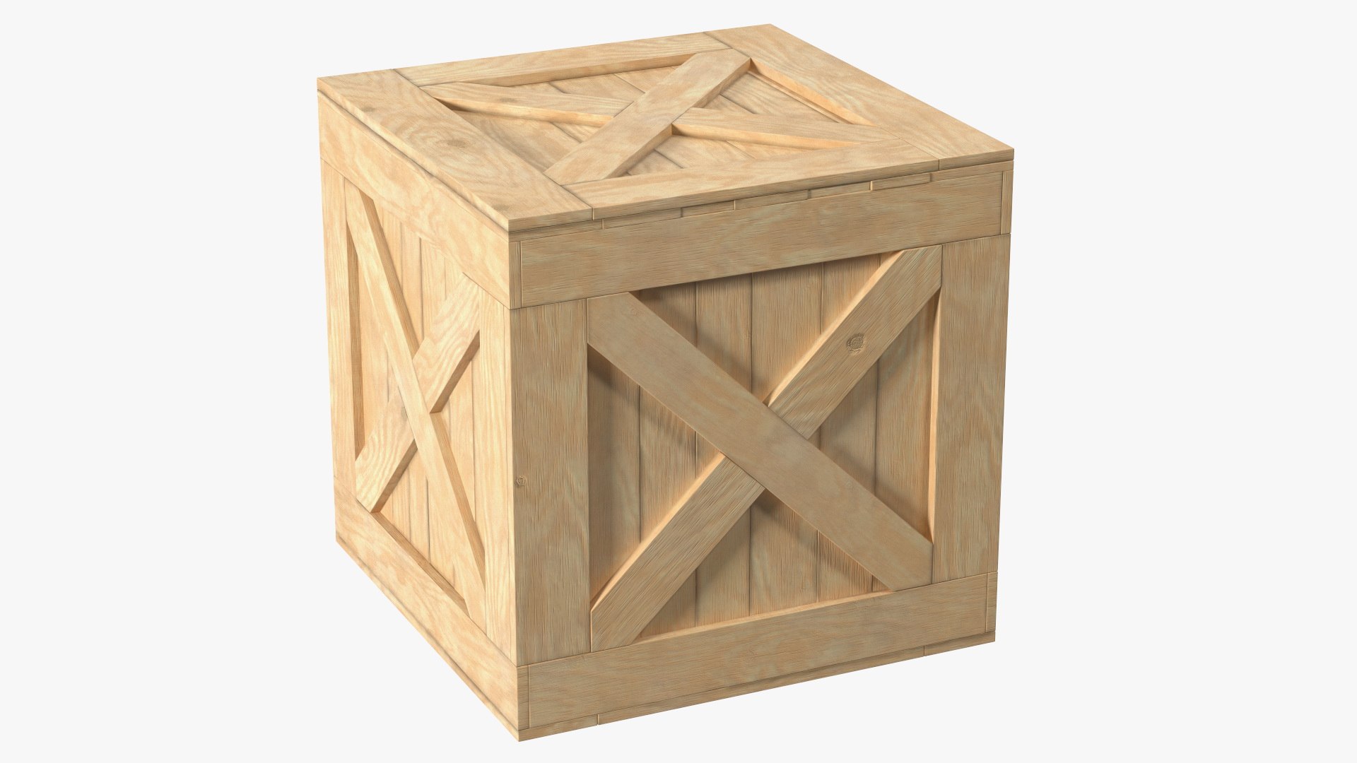 Open Wooden Shipping Box 3D model preview