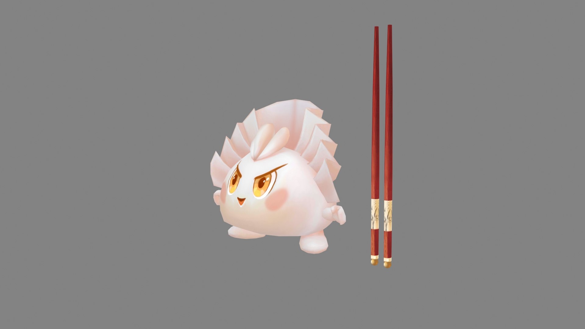 3D Cartoon Food Mascot - Dumpling - Chopsticks - TurboSquid 2268540