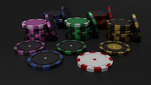3D model Poker Chips with Different styles