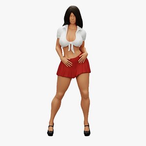 Sexy School Girl posing in Short Skirt 3D model