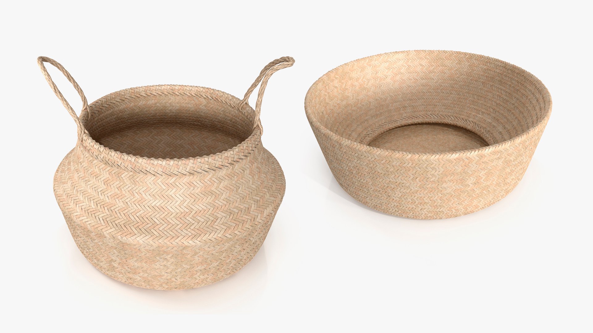 Folded Wicker Baskets Collection 3D model preview