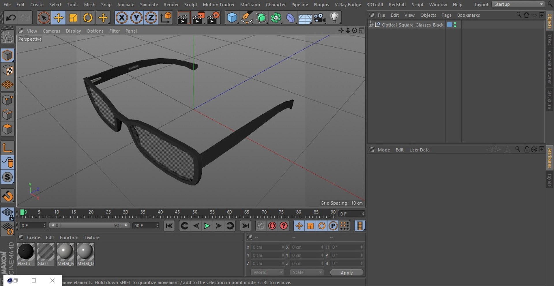 Optical Square Glasses Black 3D - TurboSquid 2143554