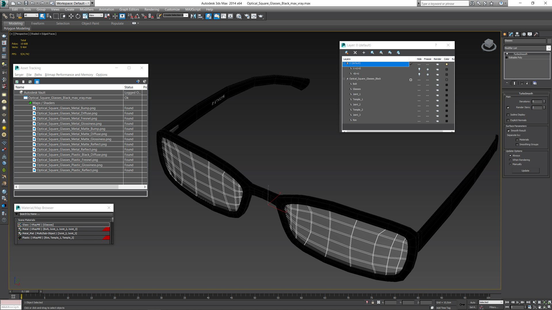 Optical Square Glasses Black 3D - TurboSquid 2143554