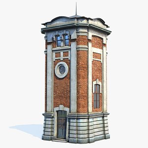 old-style water tower building 3D model