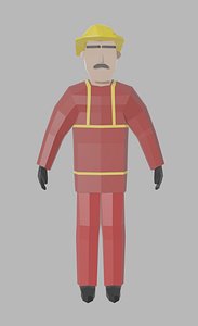 Low Poly Firefighter rigged Unity