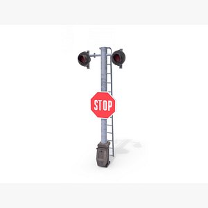 railway crossing traffic light 3D model