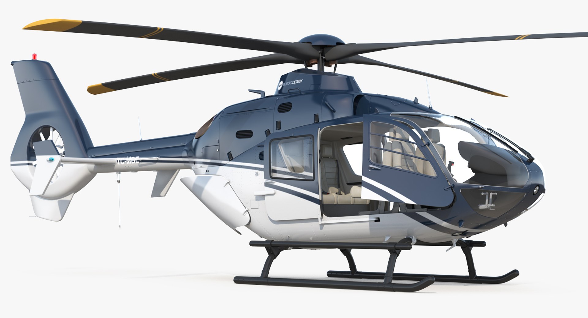Civil Helicopter Eurocopter EC-135 Rigged 3D model preview