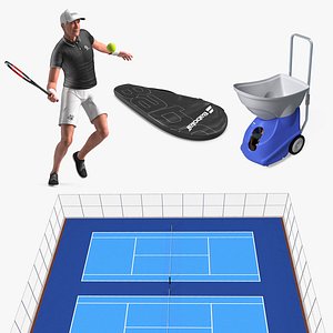 Elderly Man Sport Wear with Tennis Equipment Collection model