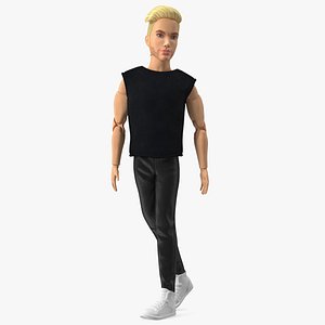 3D Barbie Ken GTD90 Dressed Walking Pose Fur