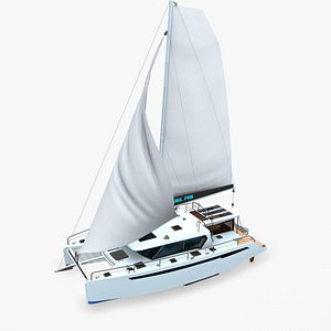 Catamaran Low-poly PBR 3D model