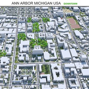 3D Ann Arbor Downtown Michigan USA model