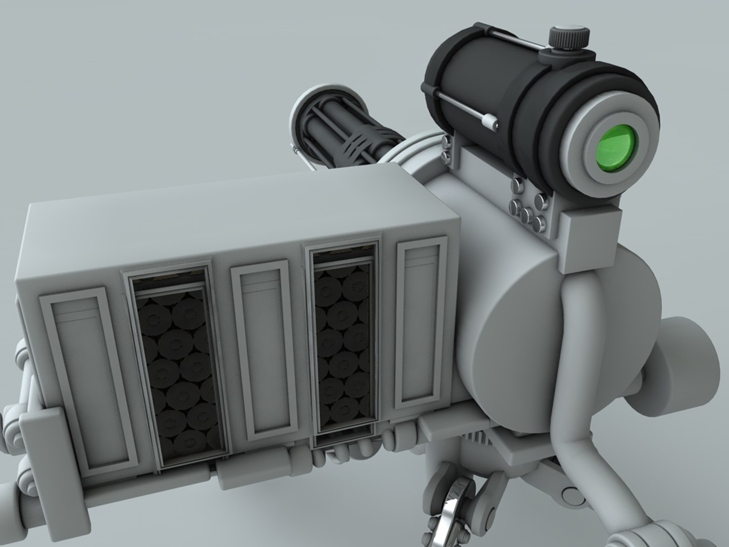 Chaingun Gatling Machine Cannon 3d C4d