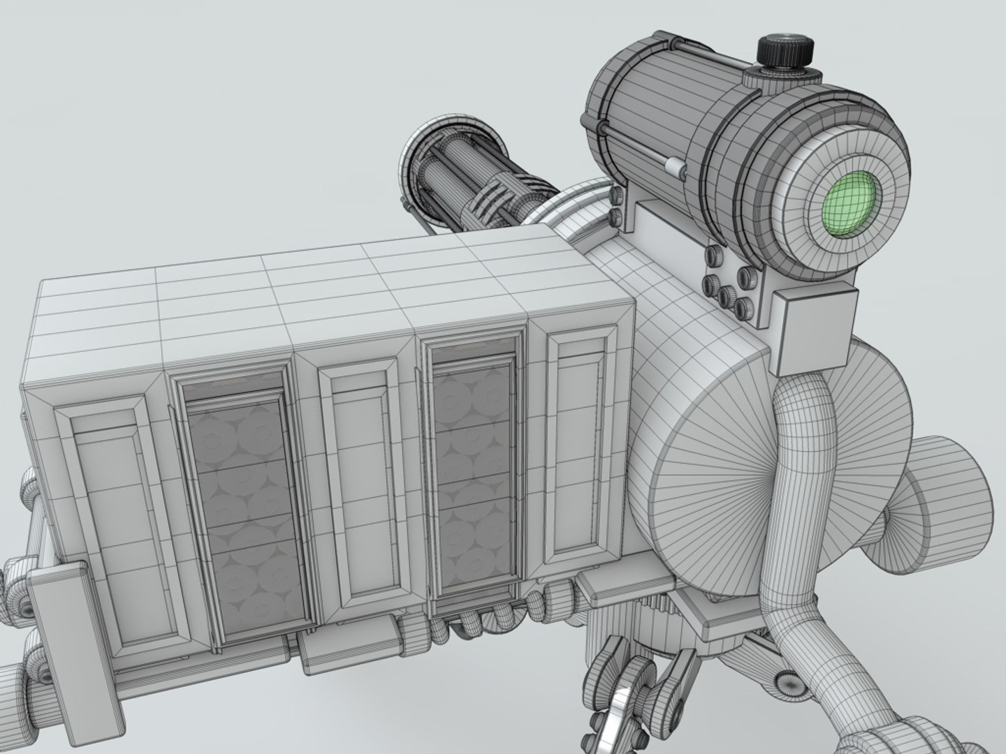 Chaingun Gatling Machine Cannon 3d C4d