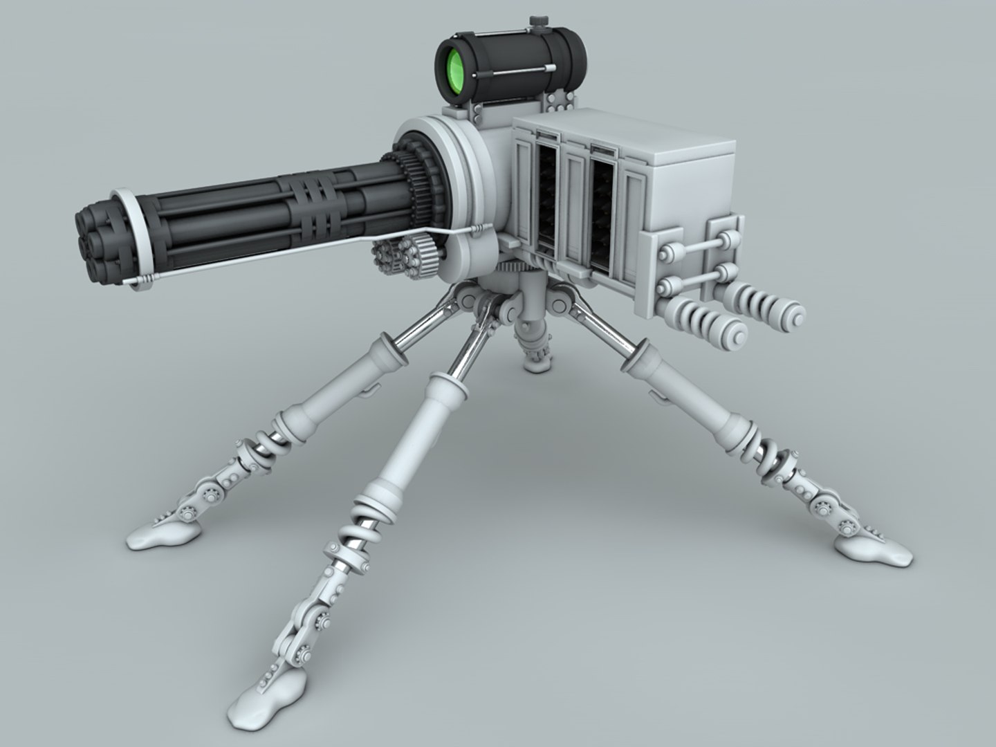 Chaingun Gatling Machine Cannon 3d C4d