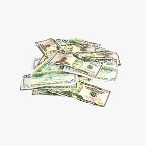 50 dollars pile 3D model