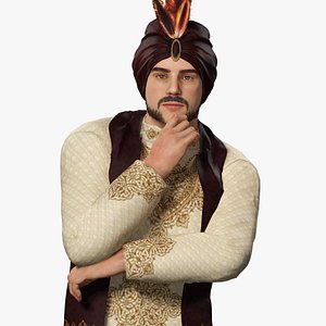 Middle Eastern Merchant Realistic Model Arabian Old Trader