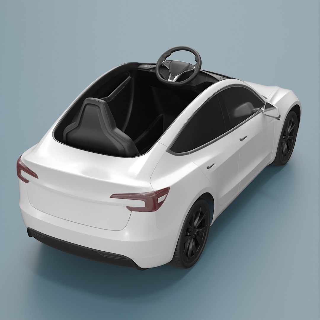 Convertible Ride-On Electric Car White 3D model preview
