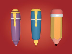 cartoon pencil pens 3D