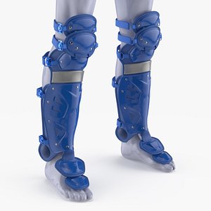 3D Full Catcher Leg Armor on Display Blue model