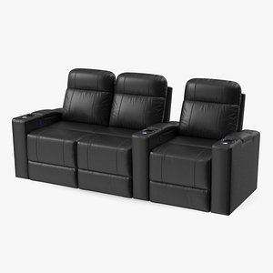 Valencia Home Theater Seating Row of 3 Loveseat Black
