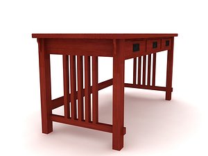 Mission oak laptop writing desk - High Quality Furniture 3d model