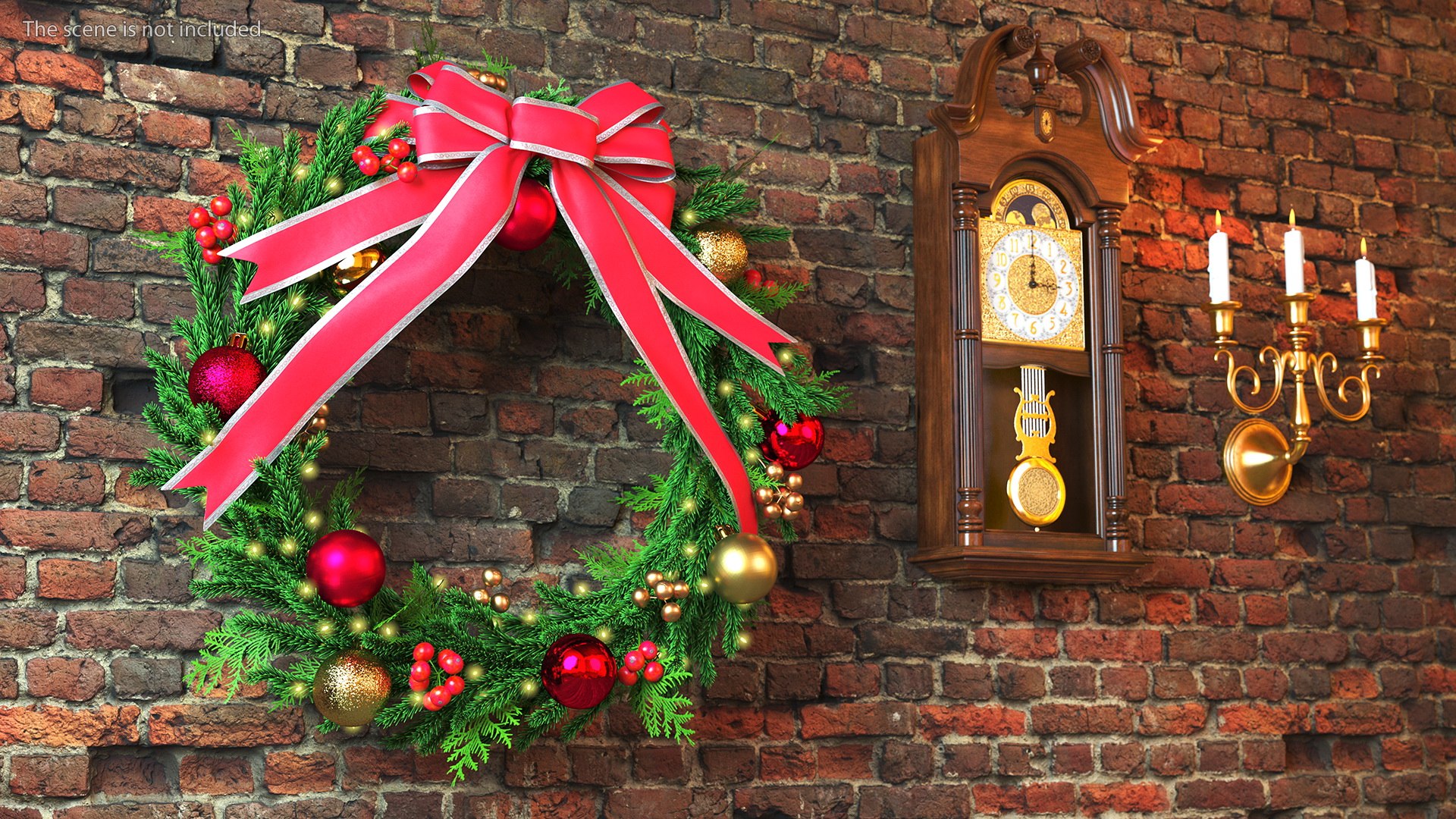 3D model Christmas Cheer Wreath with Red Bow - TurboSquid 1822475