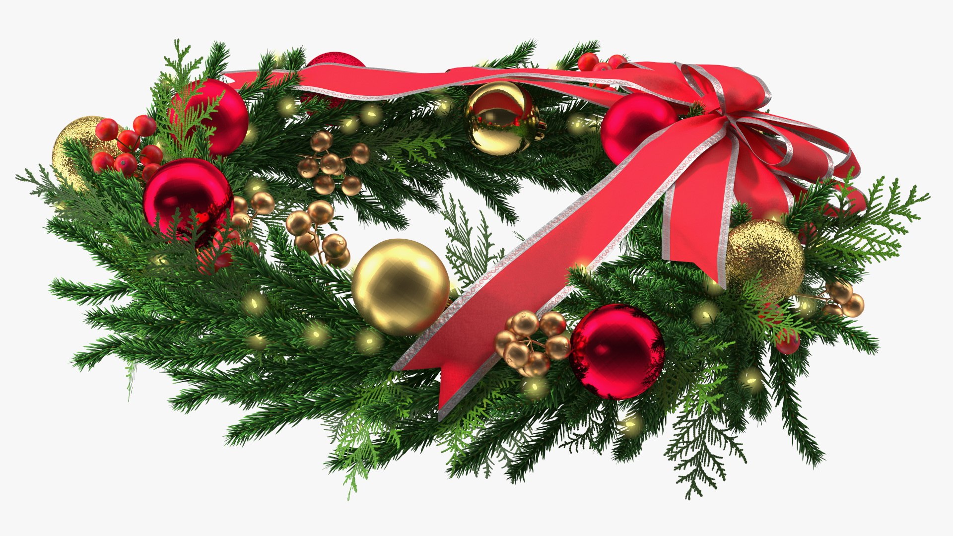 3D model Christmas Cheer Wreath with Red Bow - TurboSquid 1822475